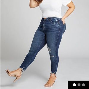 Lane Bryant Mid Rise Skinny Frayed Ankle Jeans